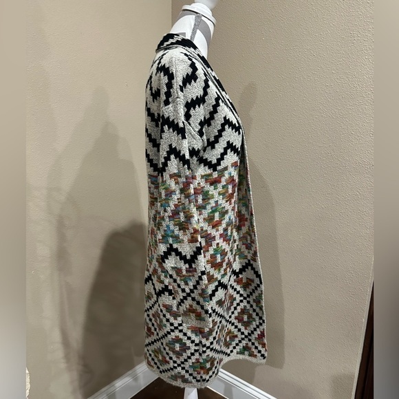 Dreamers by Anthropologie Aztec Tribal Knit Long Duster Cardigan Sweater - Picture 2 of 5